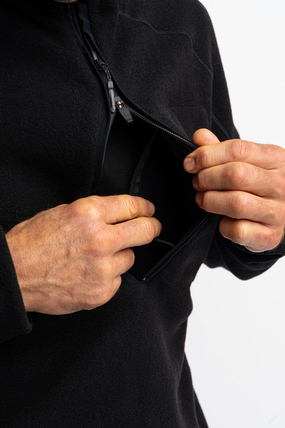 Internal chest pocket provides secure storage